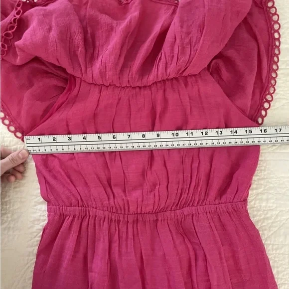 NWT EE:SOME Peasant Tier Dress Pink Sz S Boho Cottagecore Lightweight - Picture 8 of 11